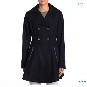 Laundry by Shelli Segal Fit & Flare Wool Peacoat